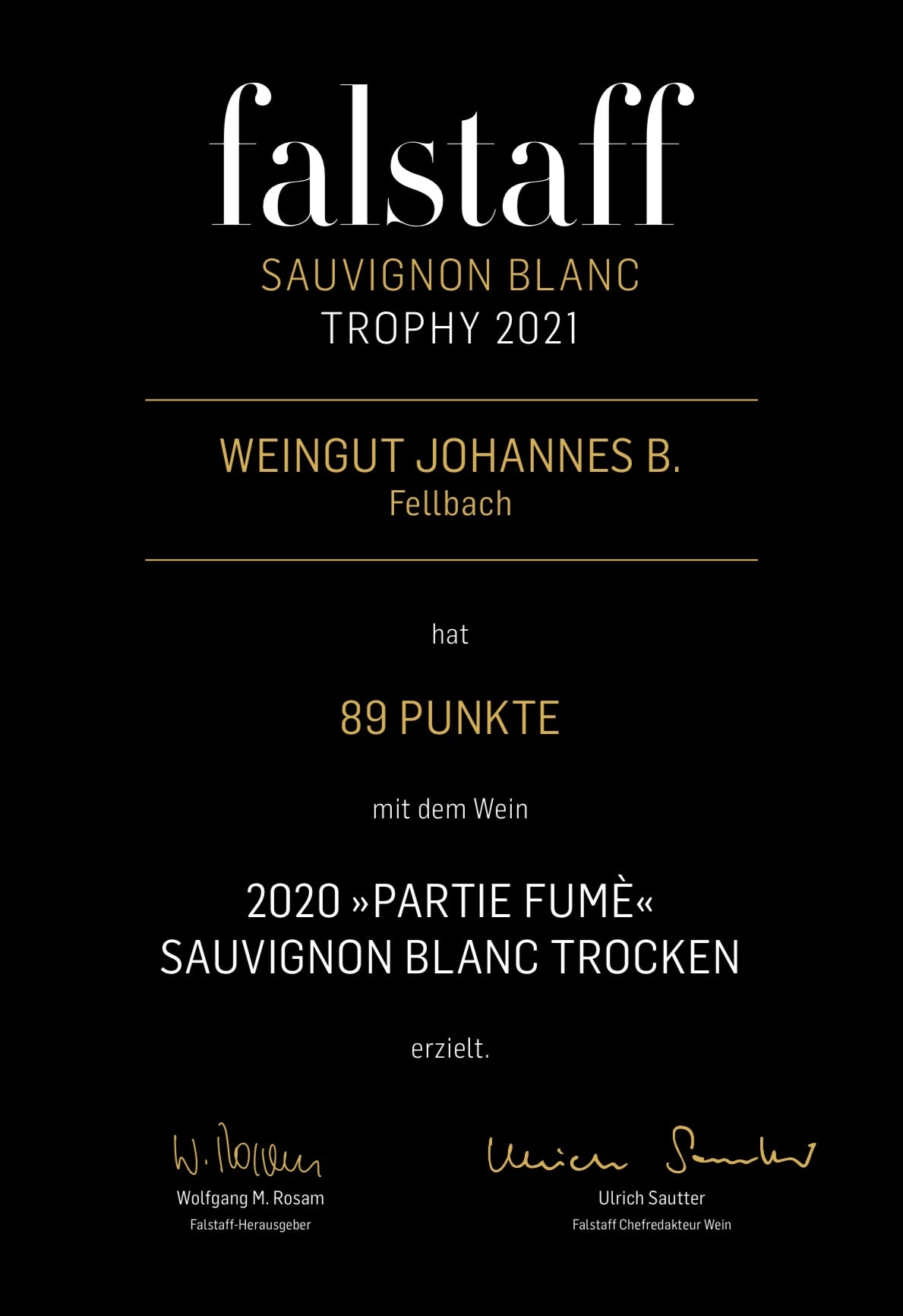 2021 Sauvignon Blanc "Partie Fumè" trocken
