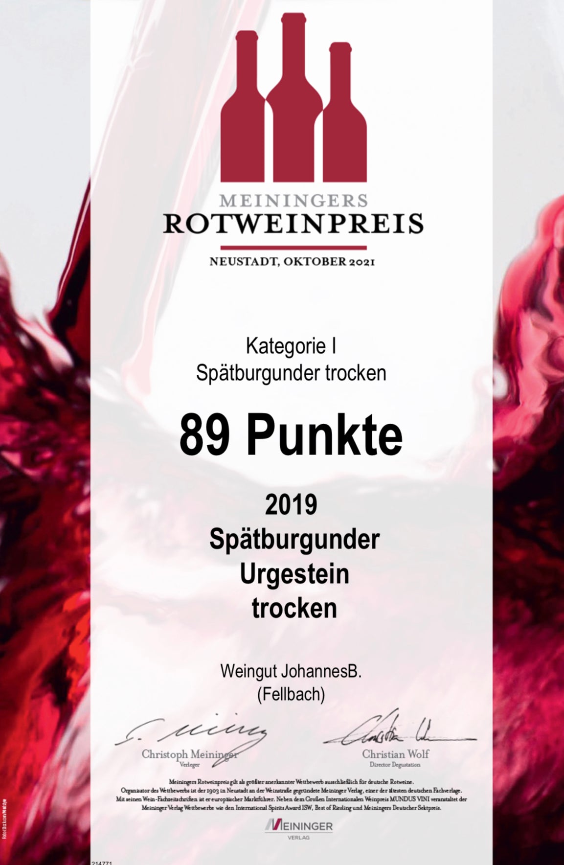 2019 Spätburgunder "Urgestein" trocken